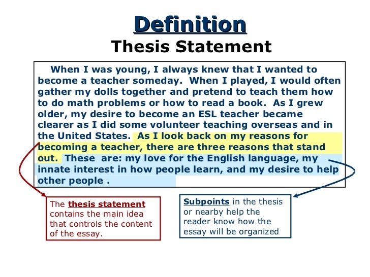 What is the definition of thesis in literature