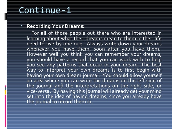 dreams thesis dreams thesis