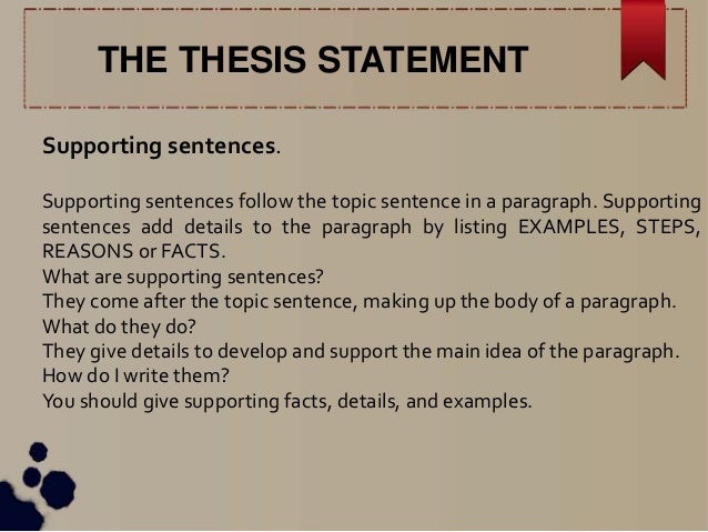 Thesis statement example sentences