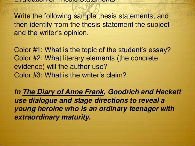 Developing a thesis statement middle school