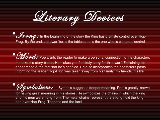 hop frog analysis of characterization “hop-frog” by edgar allan poe characters: • the king and his ministers – has the highest status, rules over hop-frog and trippetta – they are. hop frog analysis of characterization “hop-frog” by edgar allan poe characters: • the king and his ministers – has the highest status, rules over hop-frog and trippetta – they are.