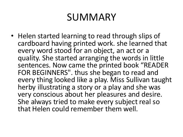 Biography Of Helen Keller In Summary | the story of my life Biography Of Helen Keller In Summary | the story of my life