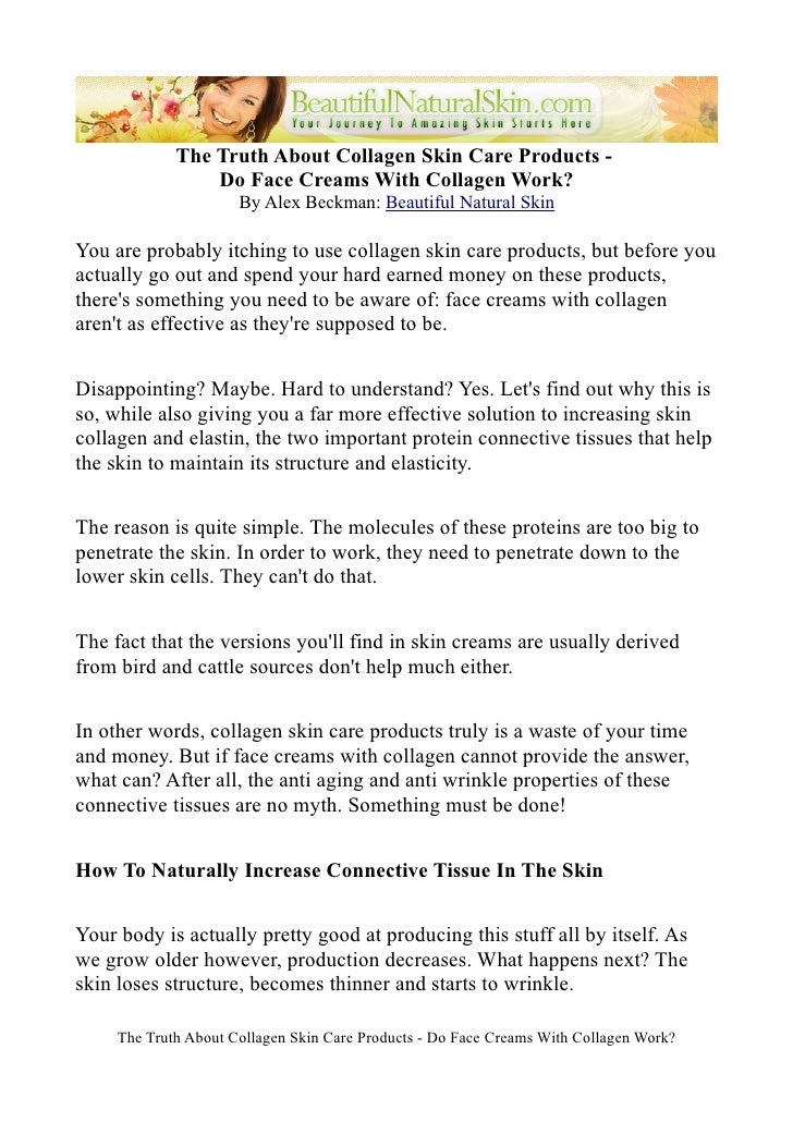 The Truth About Collagen Skin Care Products and Face ...