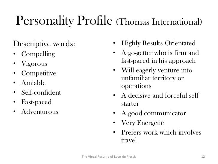 the visual resume of leon du plessis resume self descriptive words