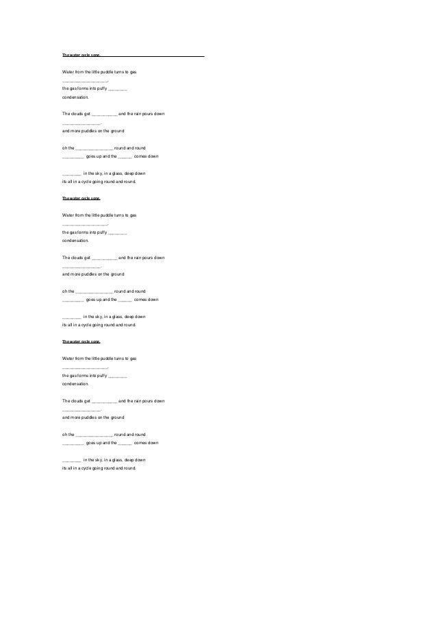 The water cycle song lyrics