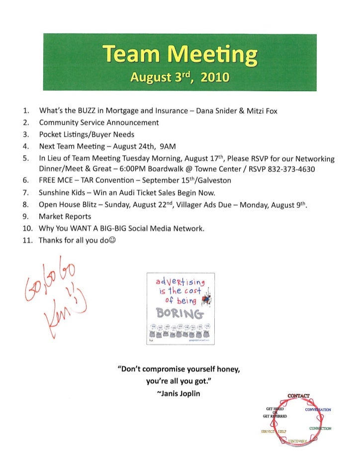 team meeting agendas