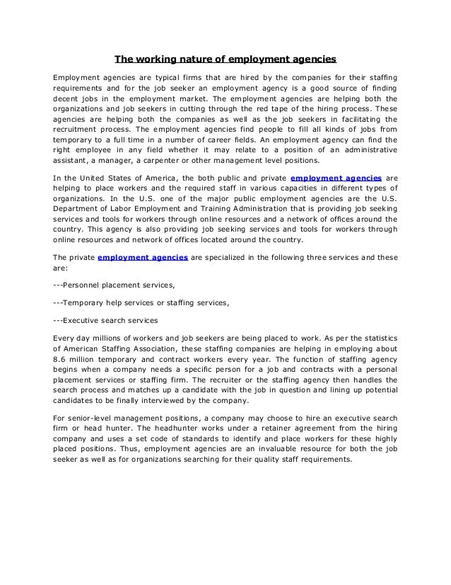 the working nature of employment agencies employee retainer agreement