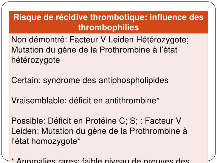 Mutation G20210A Du Gene De La Prothrombine A Letat Heterozygote