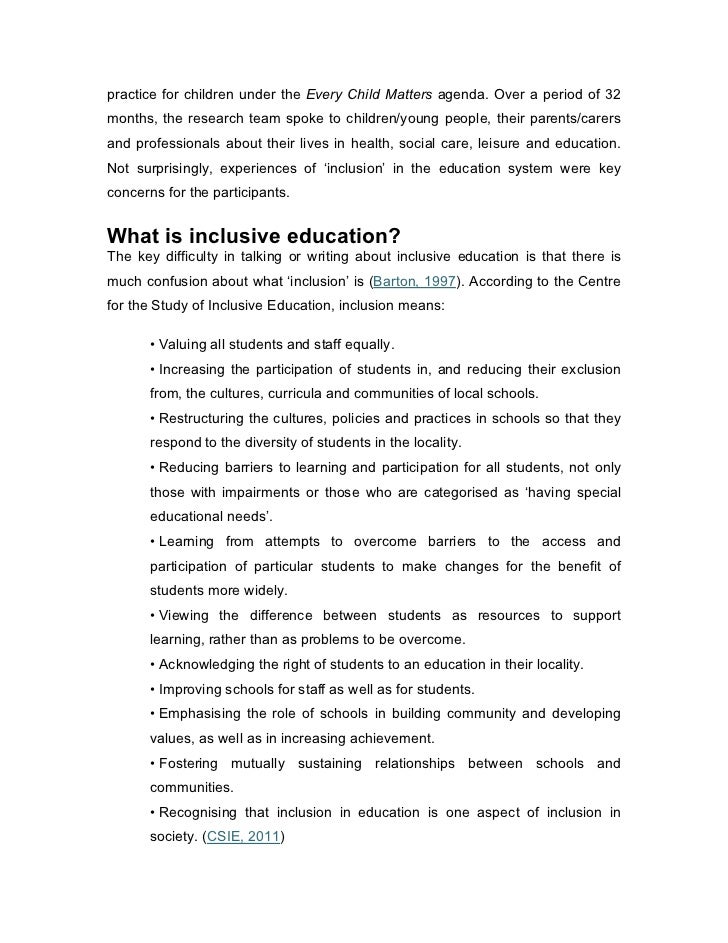 Dissertations on barriers to effective inclusion