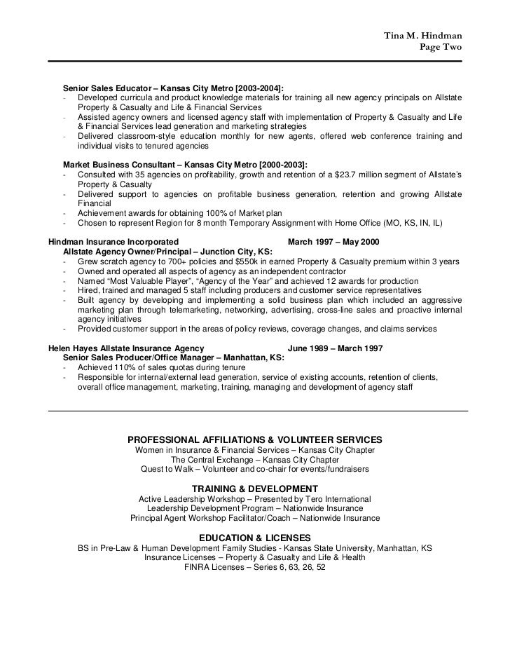 Insurance manager resume