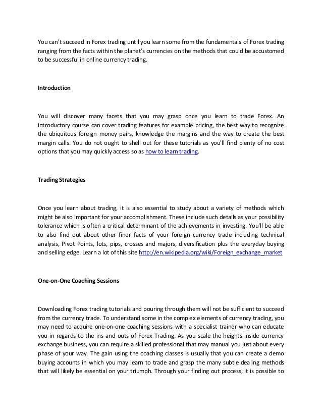 Online forex trading tutorial pdf