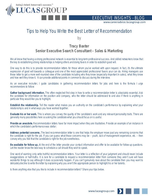 Letter of recommendation help