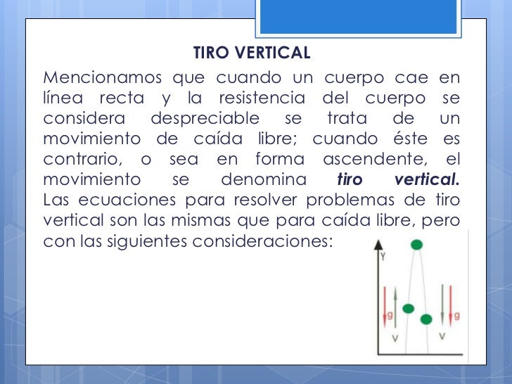 Tiro vertical y caída libre de los cuerpos