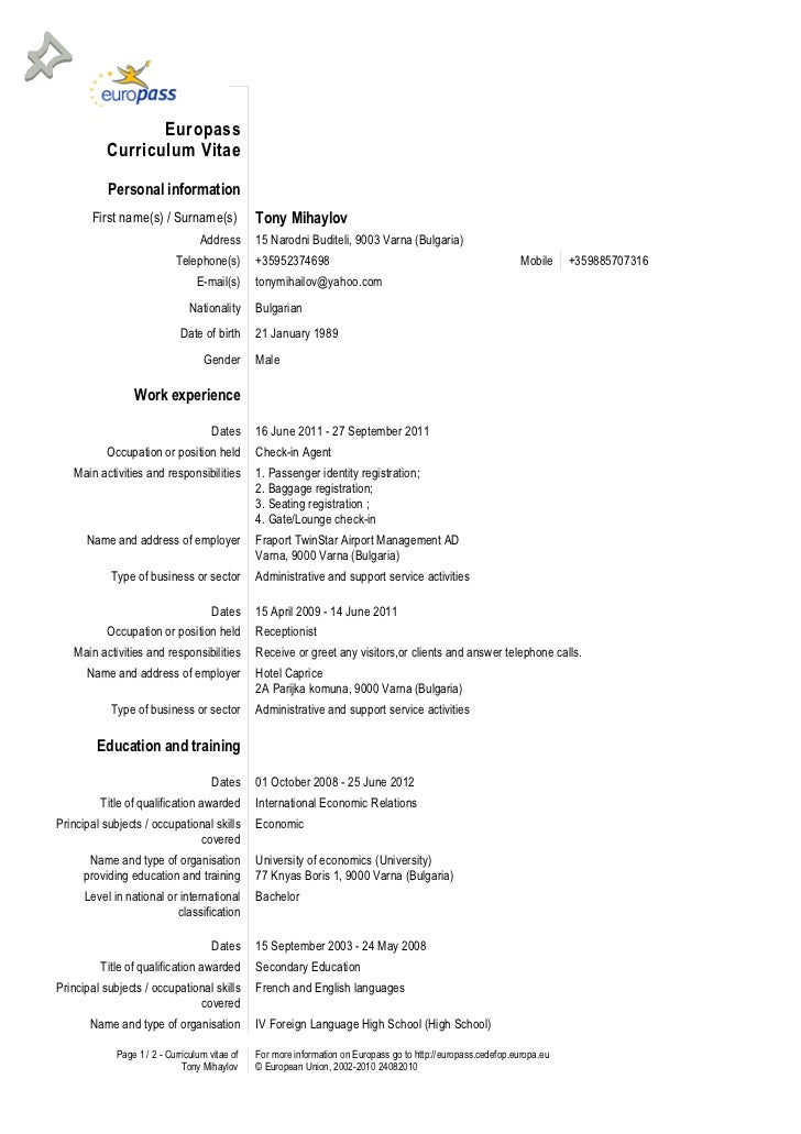 curriculum vitae german language