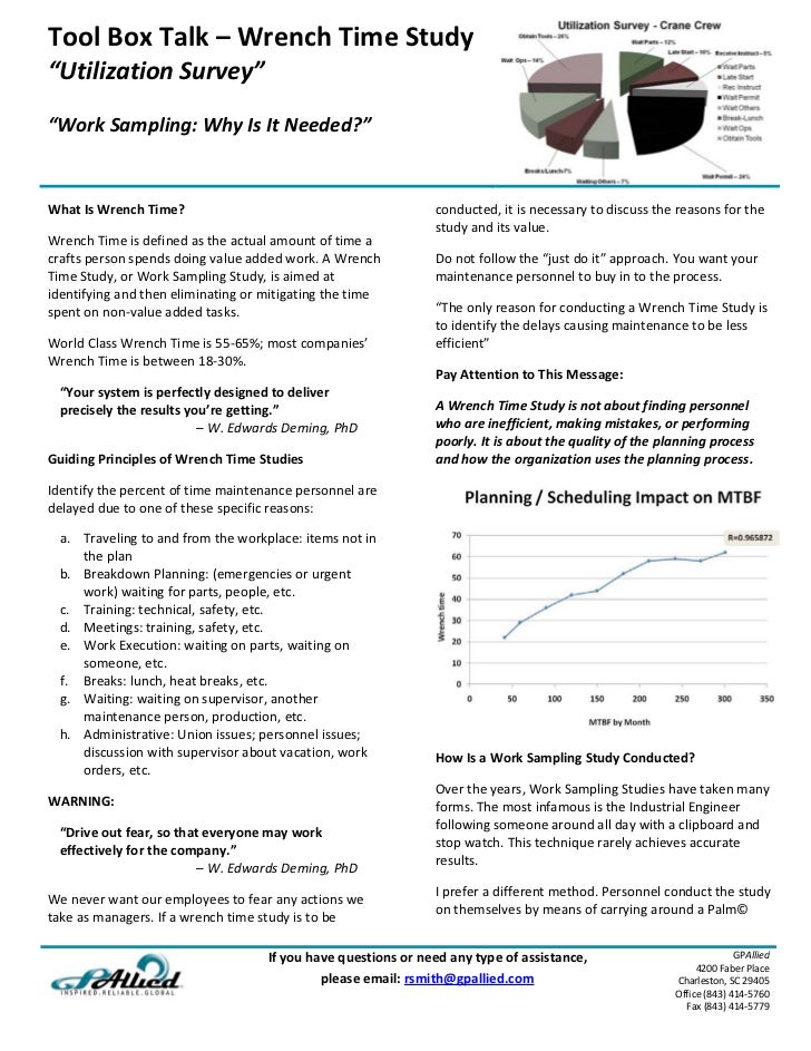 Tool Box Talk Maintenance Wrench Time