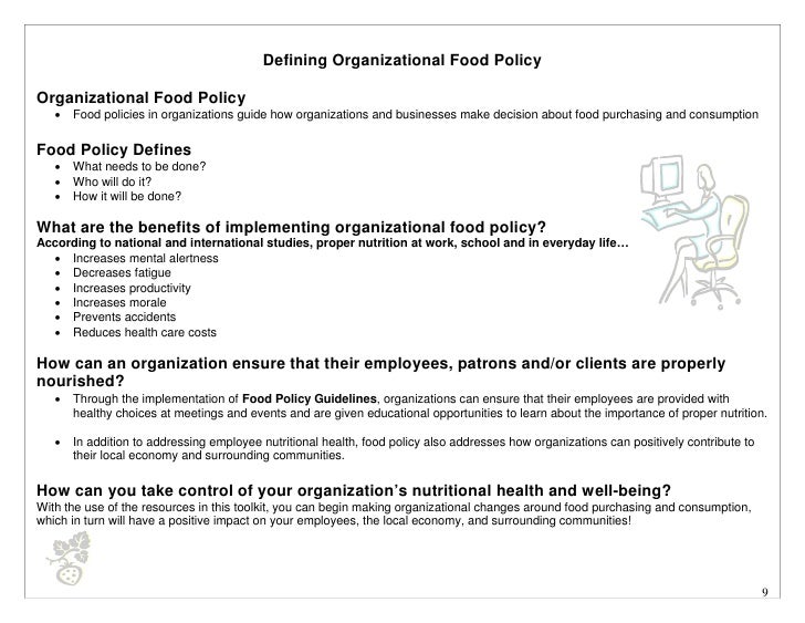 Developing Organizational Food Policy Guidelines to increase awarene…