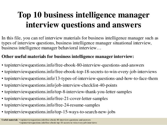 top 10 business intelligence manager questions top 10 business intelligence manager questions