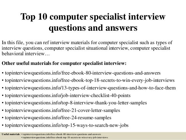 computer specialist interview questions