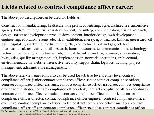 top 10 contract compliance officer interview questions and