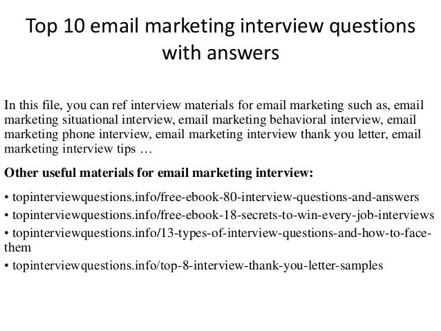 Top 10 email marketing interview questions with answers In this file ...