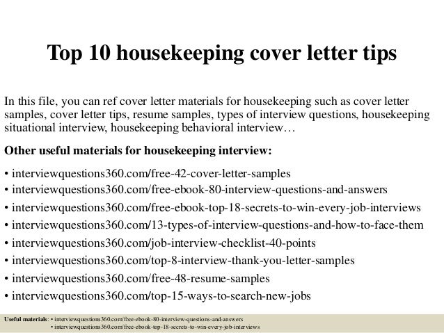 Housekeeper cover letter