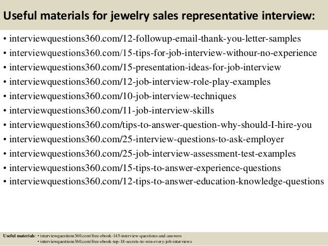 Jewelry sales description for resume
