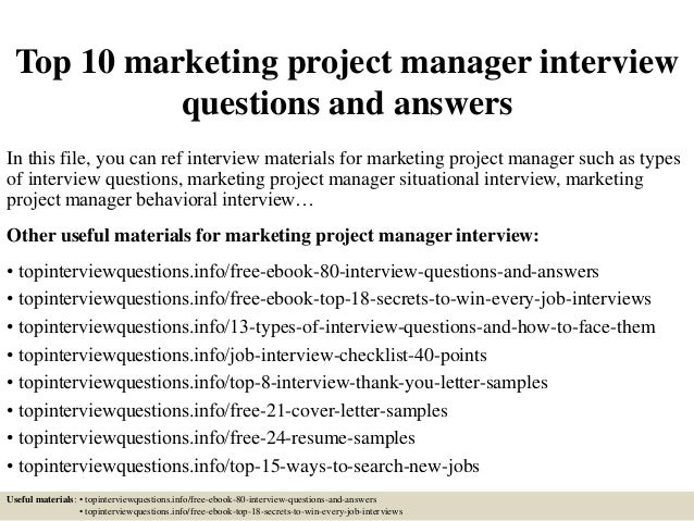 marketing project manager job description