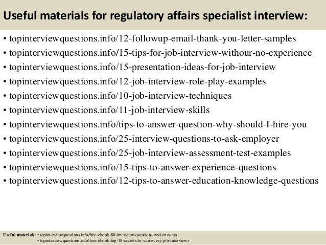 Regulatory affairs specialist cover letter sample
