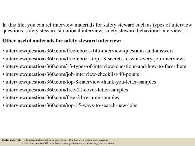 top 10 safety steward interview questions and answers