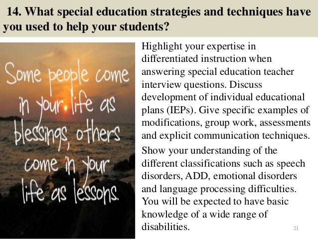 interview questions for special education special education teacher interview