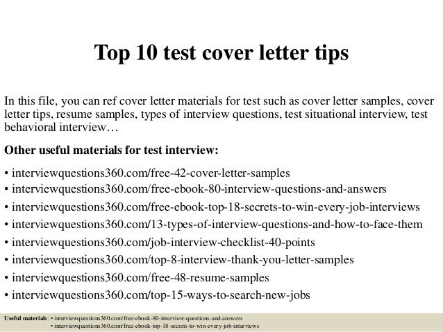 top 10 test cover letter tips