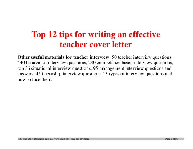 writing teaching job application letter