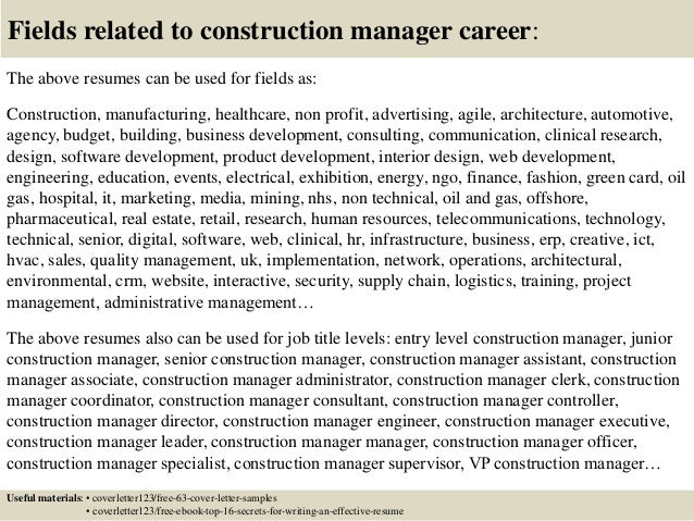 Sample cover letter for assistant construction manager
