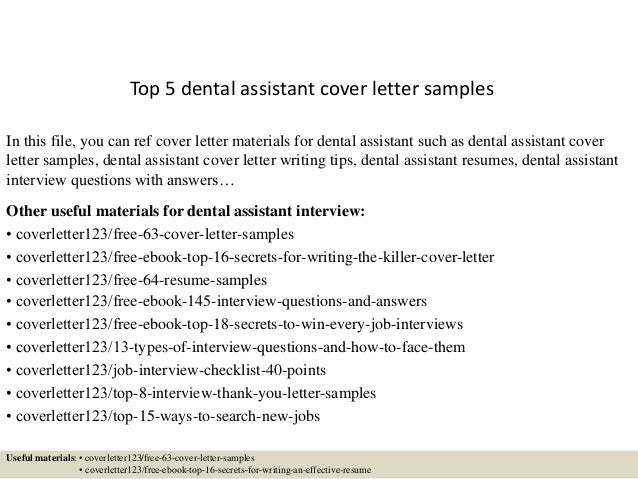 Cover letter for dental assistants