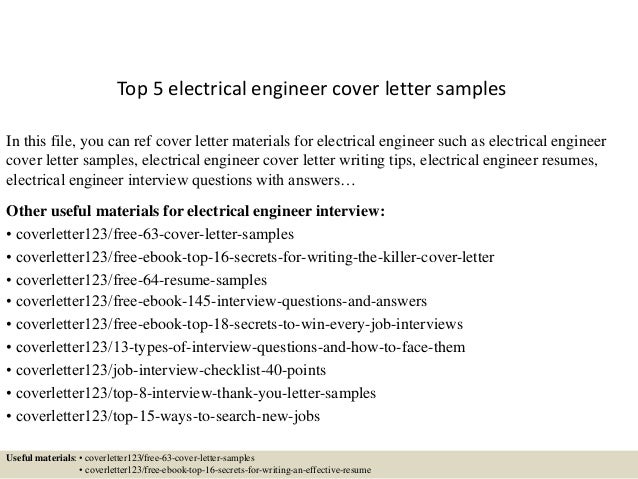 Sample cover letter for electrical engineering internship