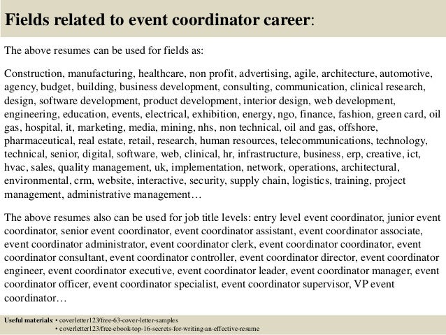 Entry level event coordinator cover letter