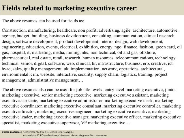 Marketing executive cover letters
