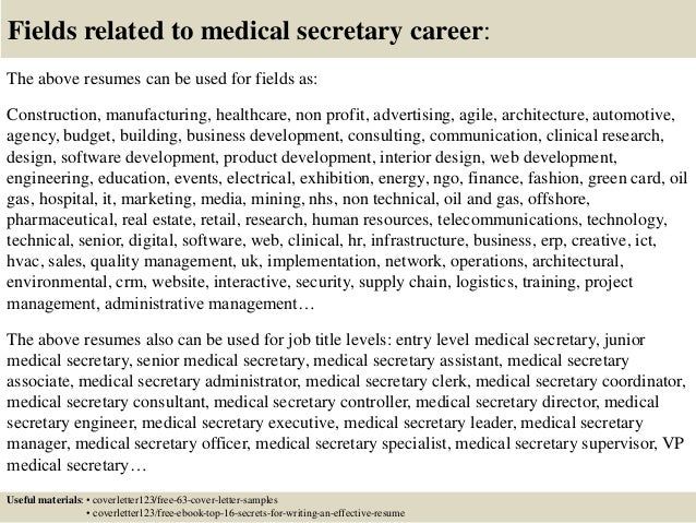 Cover letter for medical secretary