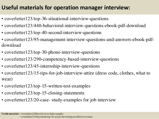 Sample cover letter for operations manager job