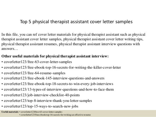 top 5 physical therapist assistant cover letter samples