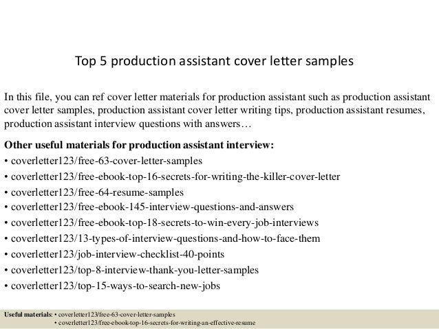 Sample cover letter for production assistant job