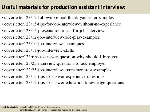 Sample cover letter for production assistant job