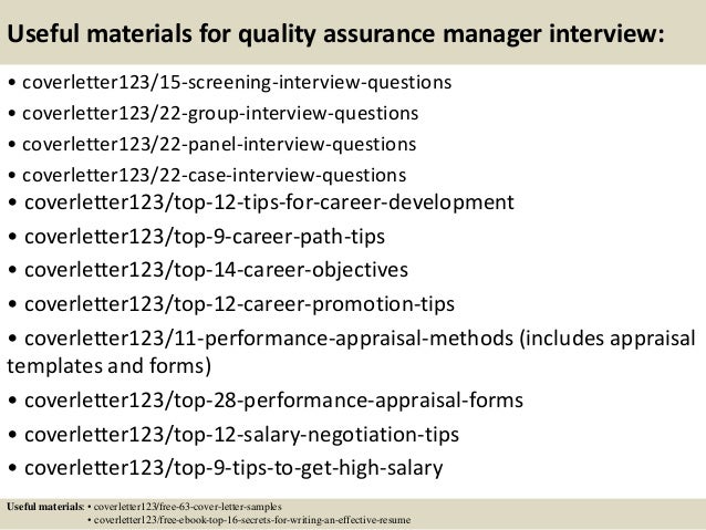 Sample cover letter for quality assurance manager