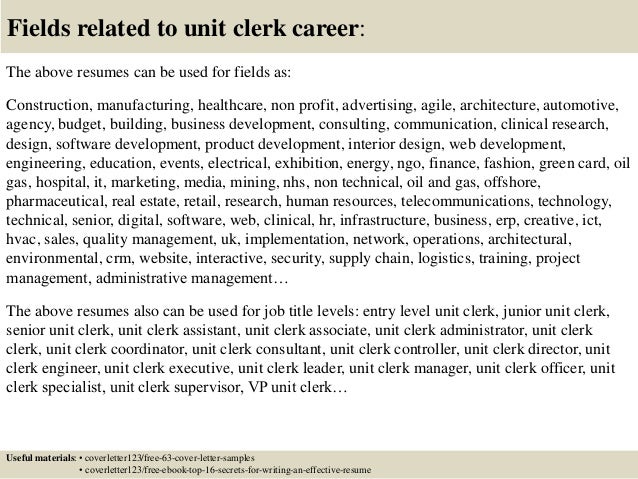 top 5 unit clerk cover letter samples unit clerk cover letter sample