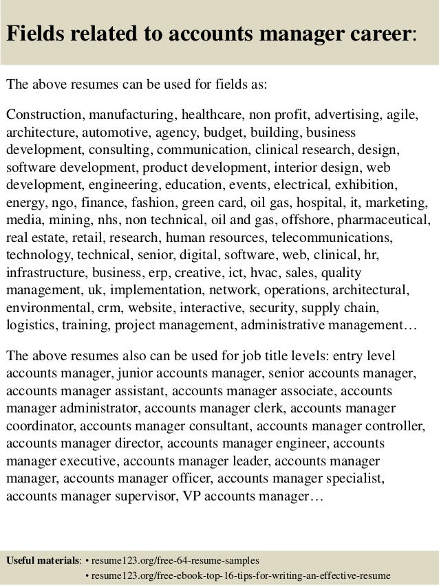 sample accounting manager resume