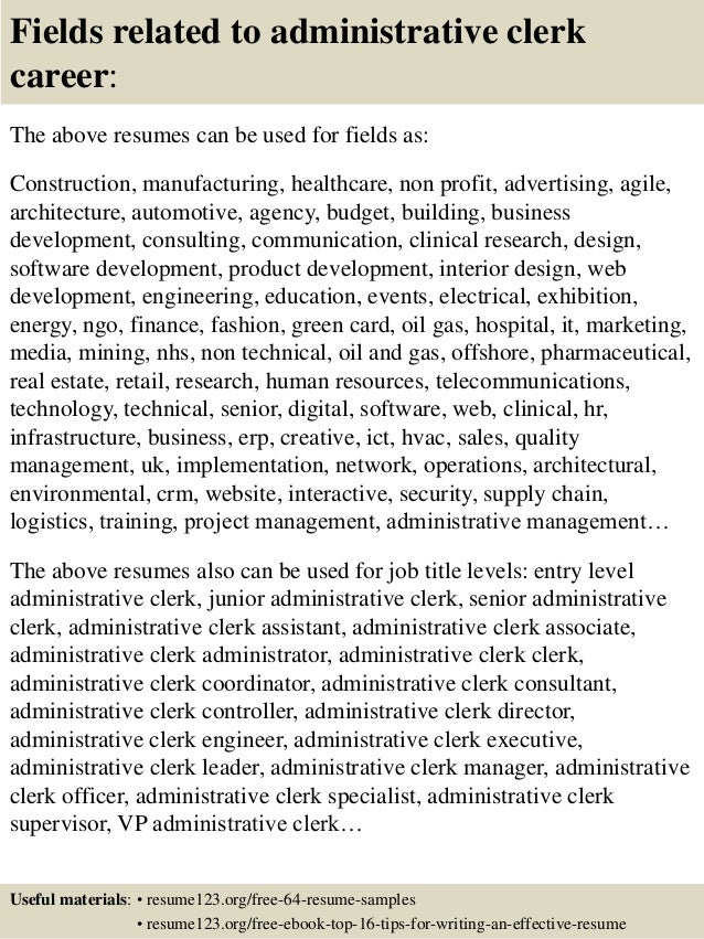 clerical administrative resume samples