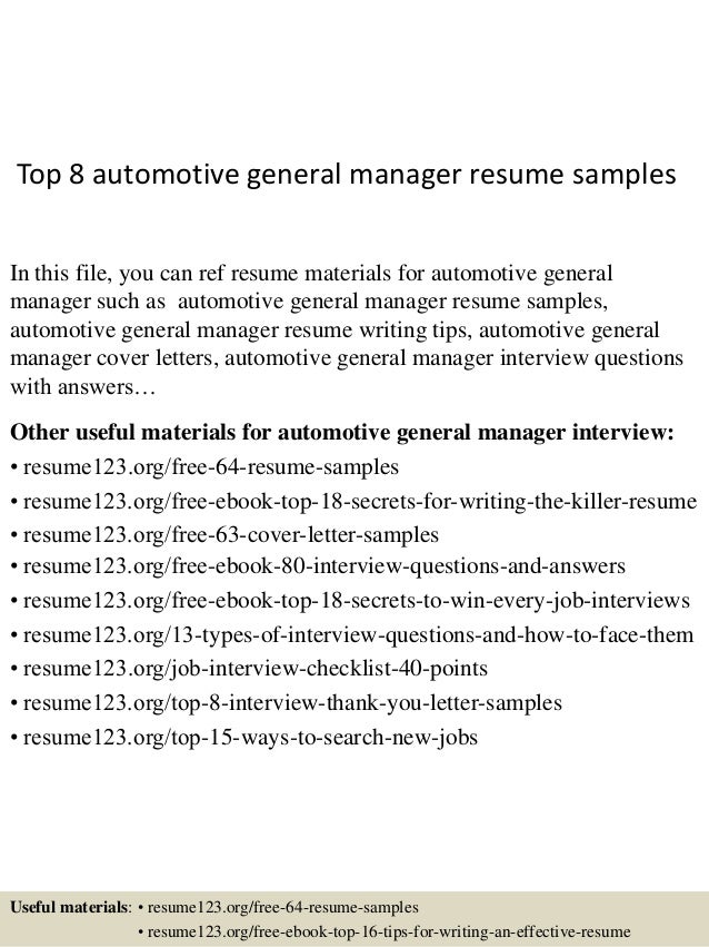 general sales manager resumes
