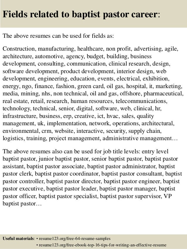senior pastor resume