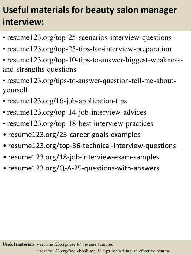 hair salon manager resume