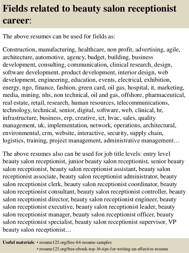 top 8 beauty salon receptionist resume samples salon receptionist resume sample